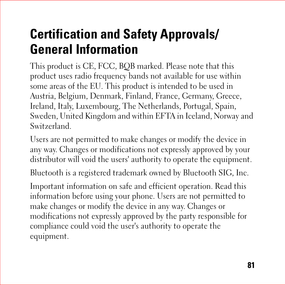 Dell BH200 Bluetooth 2.0 EDR Stereo Headset User Manual | Page 81 / 94