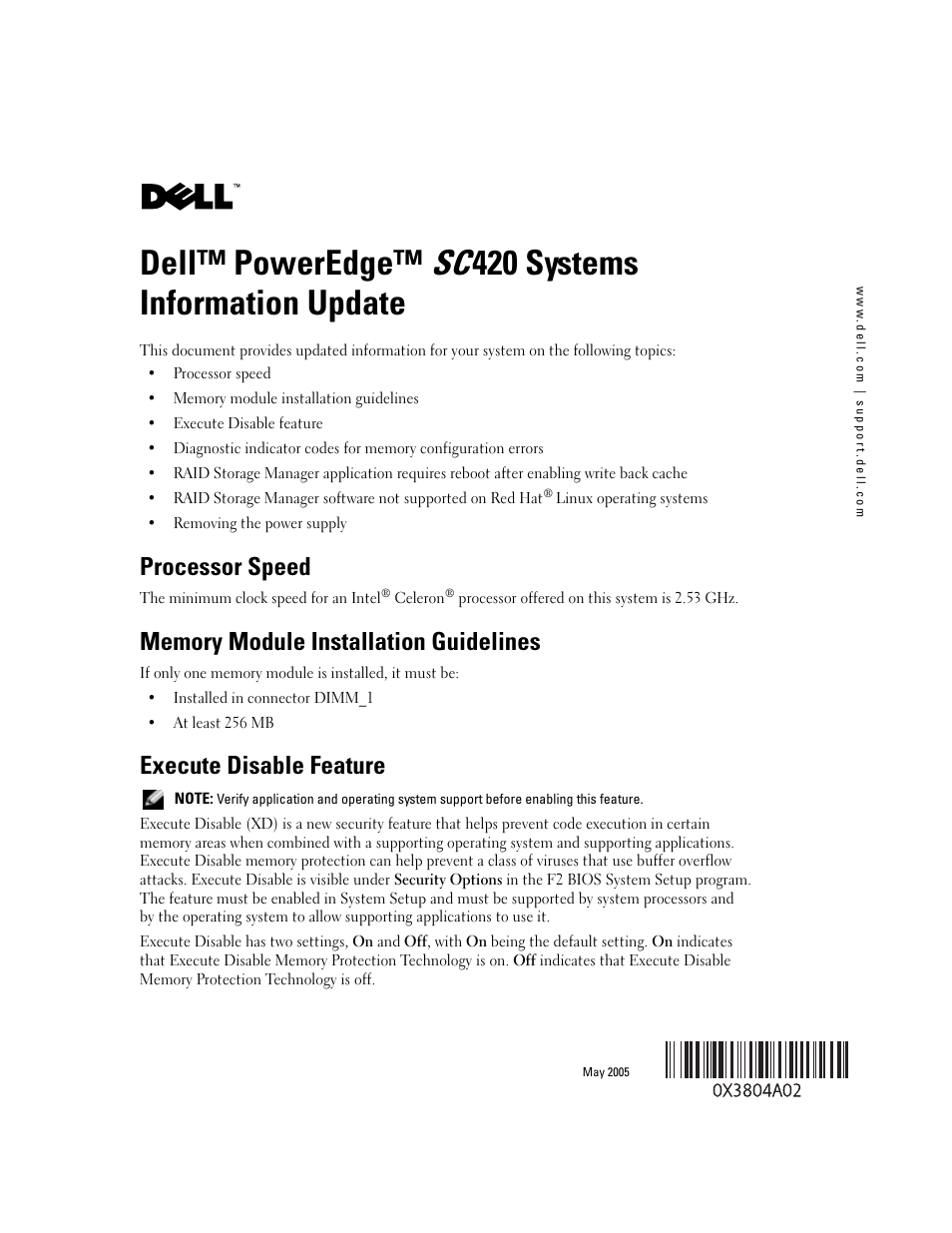 Dell PowerEdge SC 420 User Manual | 21 pages