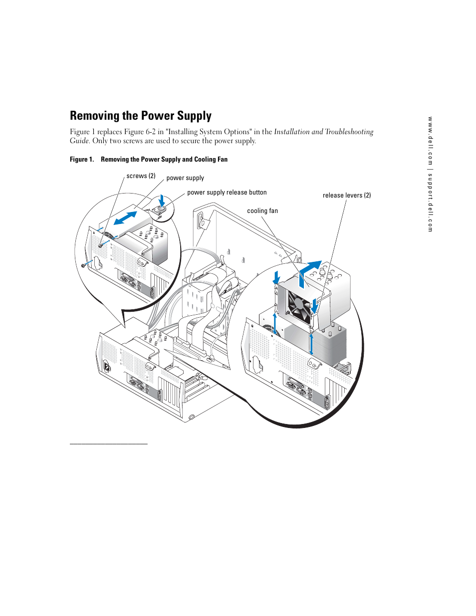 Removing the power supply | Dell PowerEdge SC 420 User Manual | Page 3 / 21