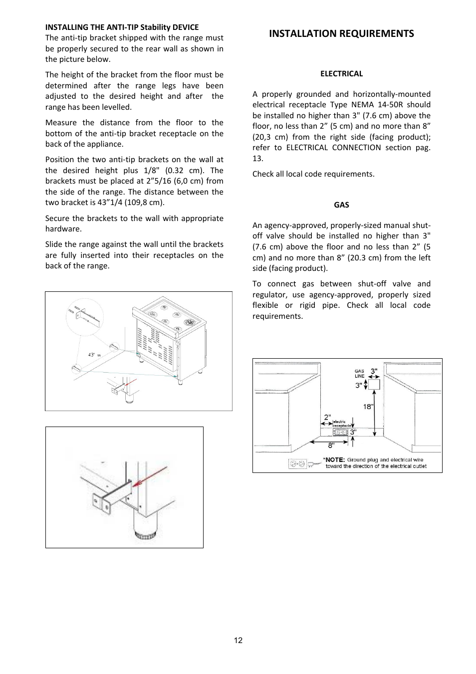 Installation requirements | Bertazzoni (A User Manual | Page 12 / 52