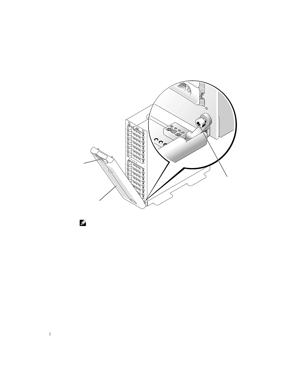 Figure 2-7, Retrait du cache avant | Dell PowerVault 221S (SCSI) User Manual | Page 38 / 110