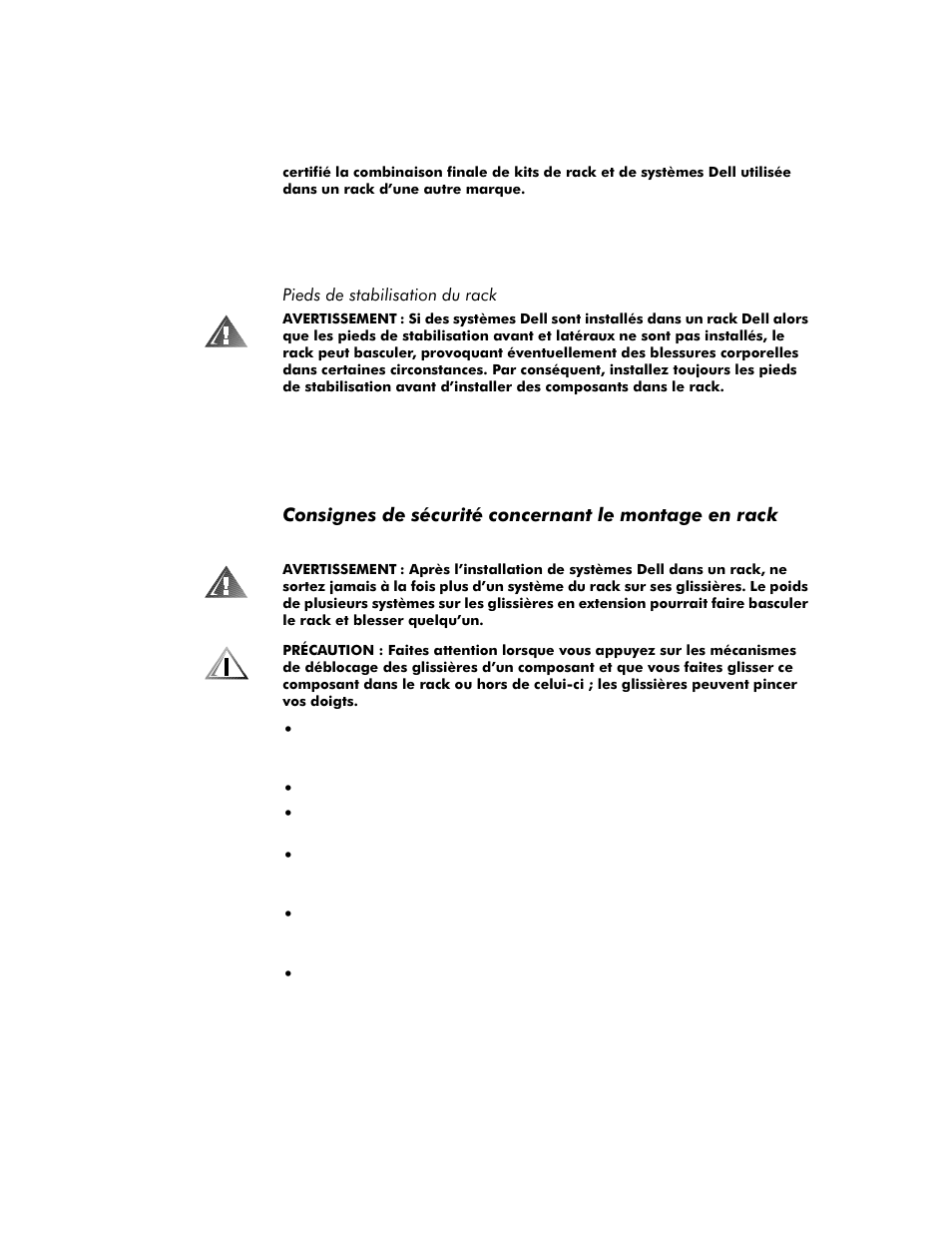 Pieds de stabilisation du rack | Dell PowerVault 35F (Fibre Channel Bridge) User Manual | Page 18 / 50