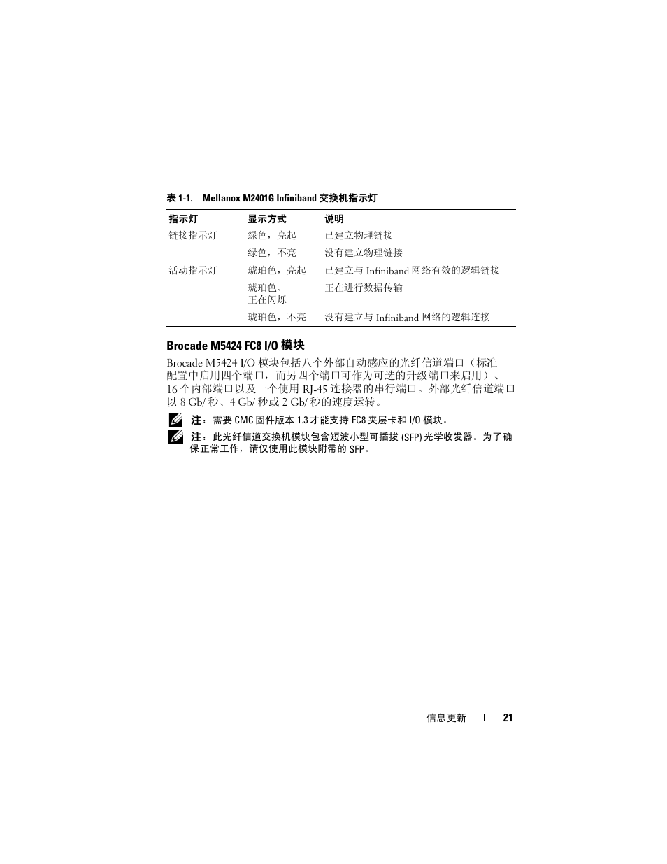 Brocade m5424 fc8 i/o 模块 | Dell PowerEdge M710 User Manual | Page 21 / 92