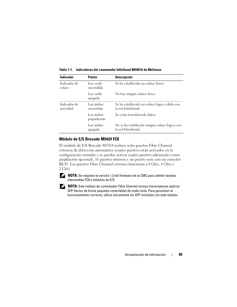 Módulo de e/s brocade m5424 fc8 | Dell PowerEdge M710 User Manual | Page 89 / 92