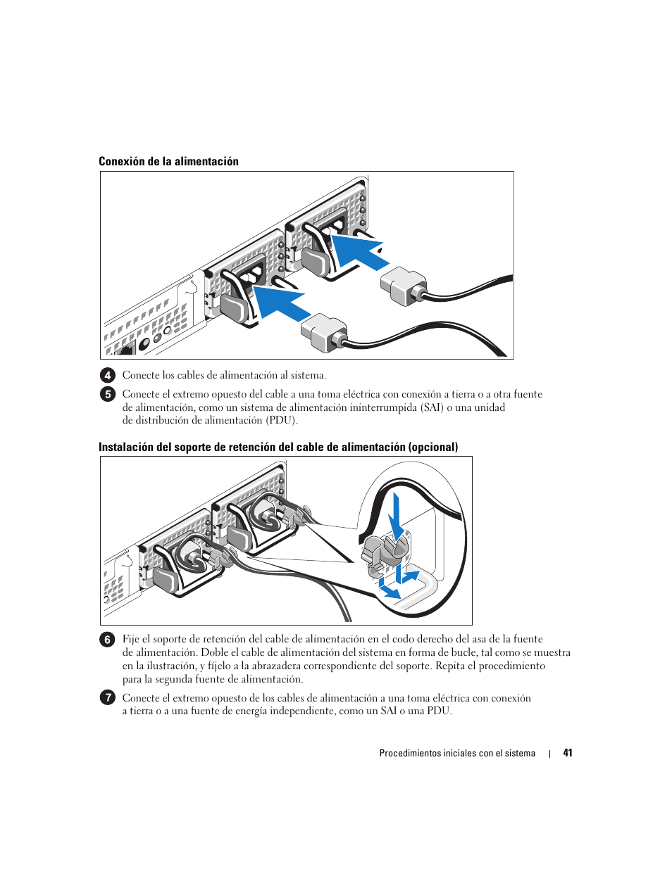 Conexión de la alimentación | Dell PowerVault NX1950 User Manual | Page 43 / 48