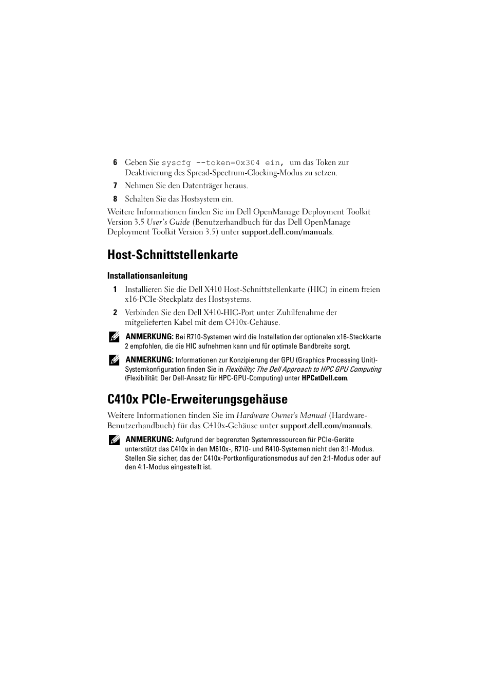 Host-schnittstellenkarte, Installationsanleitung, C410x pcie-erweiterungsgehäuse | Dell PowerEdge M610x User Manual | Page 15 / 32