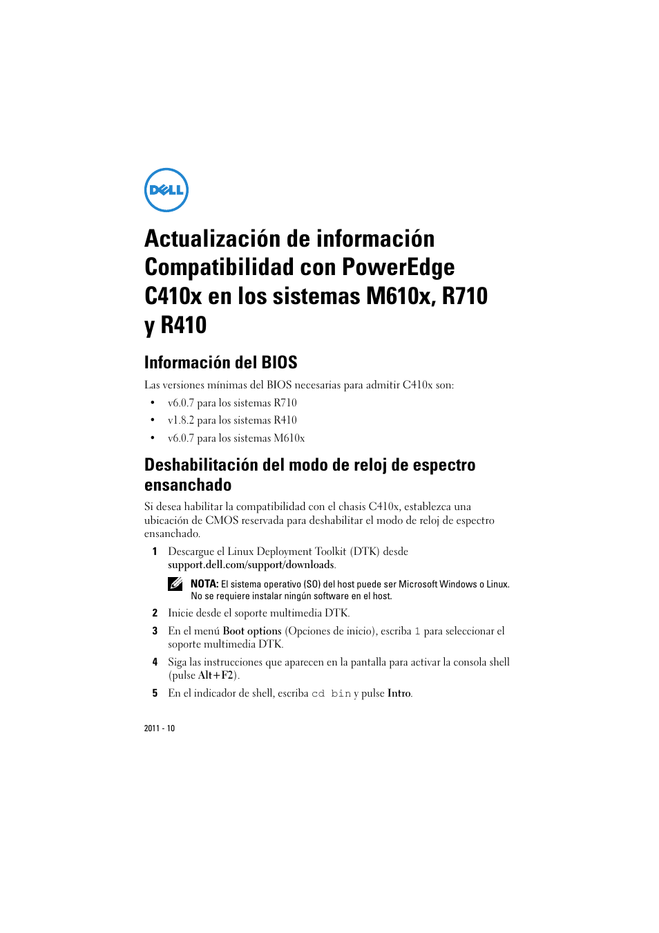 Información del bios | Dell PowerEdge M610x User Manual | Page 28 / 32