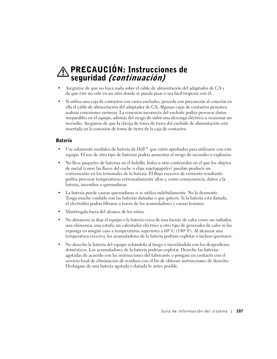 Batería | Dell Latitude C840 User Manual | Page 109 / 136