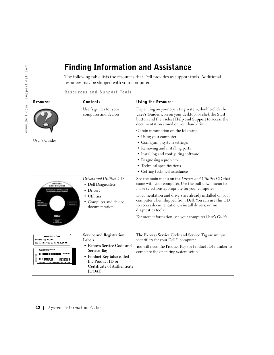 Finding information and assistance | Dell Latitude C840 User Manual | Page 14 / 136