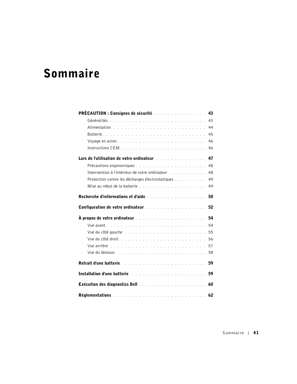 Sommaire | Dell Latitude C840 User Manual | Page 43 / 136