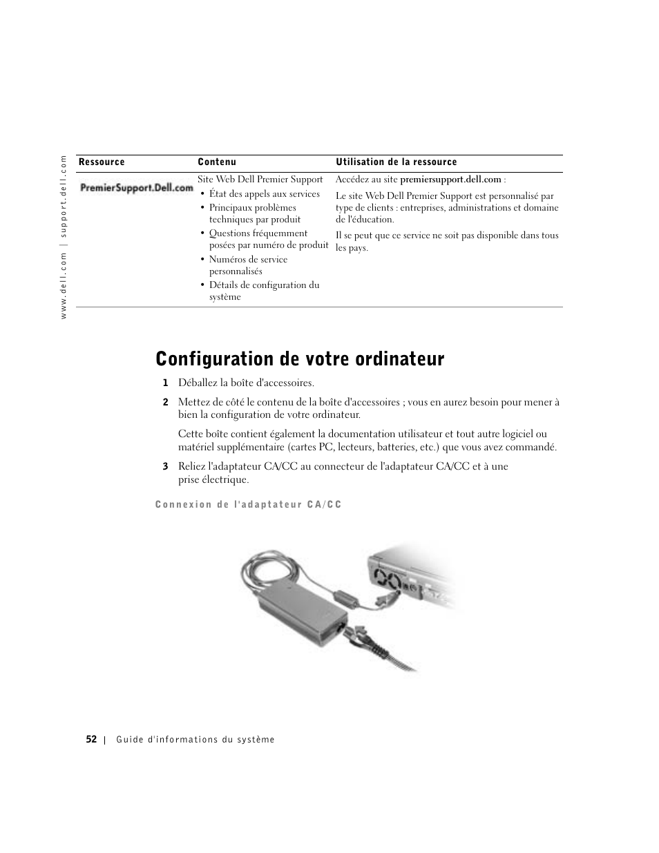 Configuration de votre ordinateur | Dell Latitude C840 User Manual | Page 54 / 136