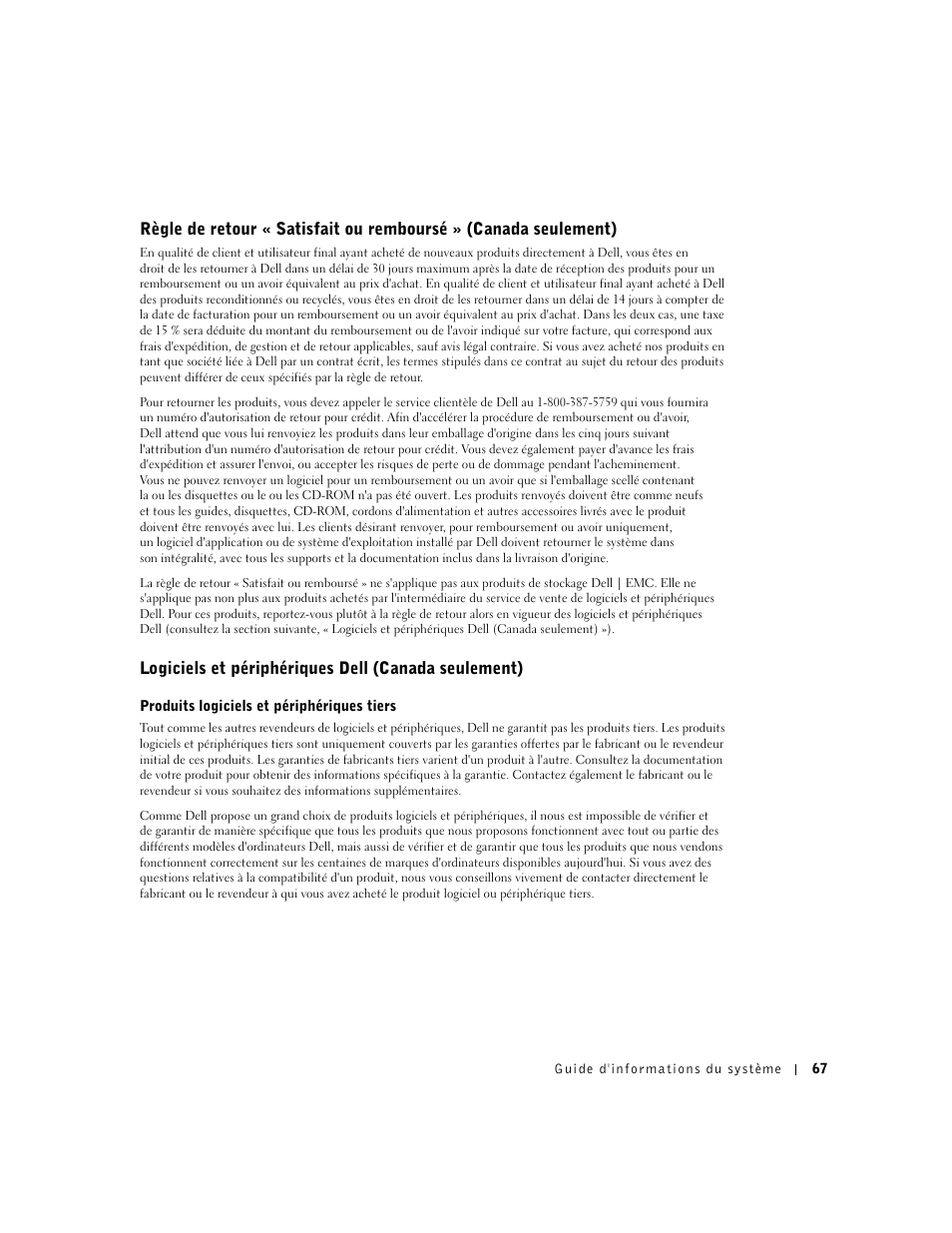 Logiciels et périphériques dell (canada seulement) | Dell Latitude C840 User Manual | Page 69 / 136