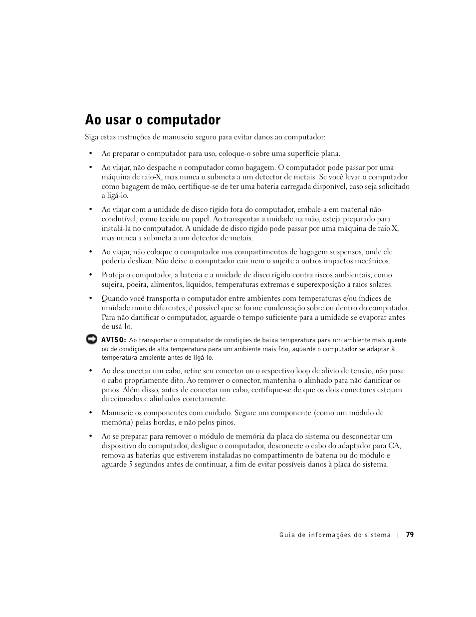 Ao usar o computador | Dell Latitude C840 User Manual | Page 81 / 136
