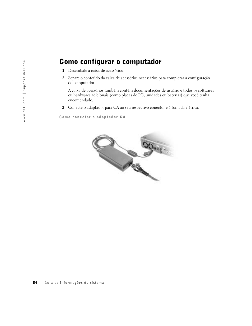 Como configurar o computador | Dell Latitude C840 User Manual | Page 86 / 136