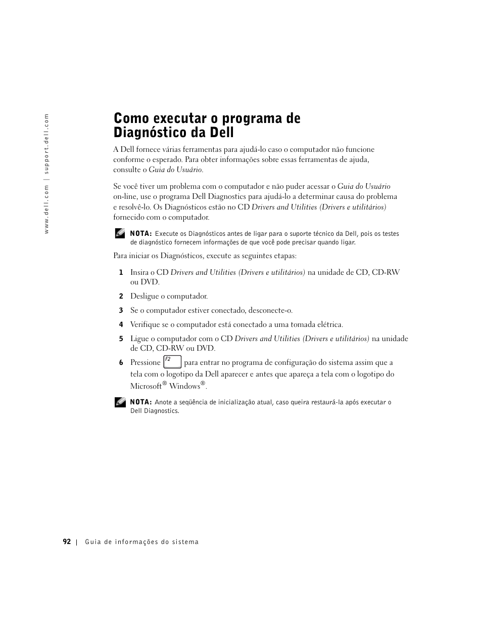 Como executar o programa de diagnóstico da dell | Dell Latitude C840 User Manual | Page 94 / 136