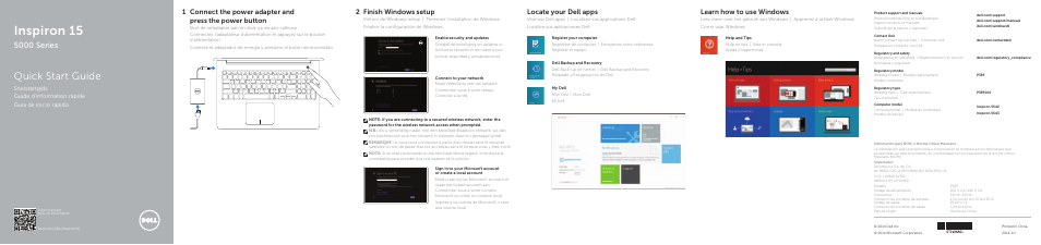 Dell Inspiron 15 (5543, Early 2015) User Manual | 2 pages