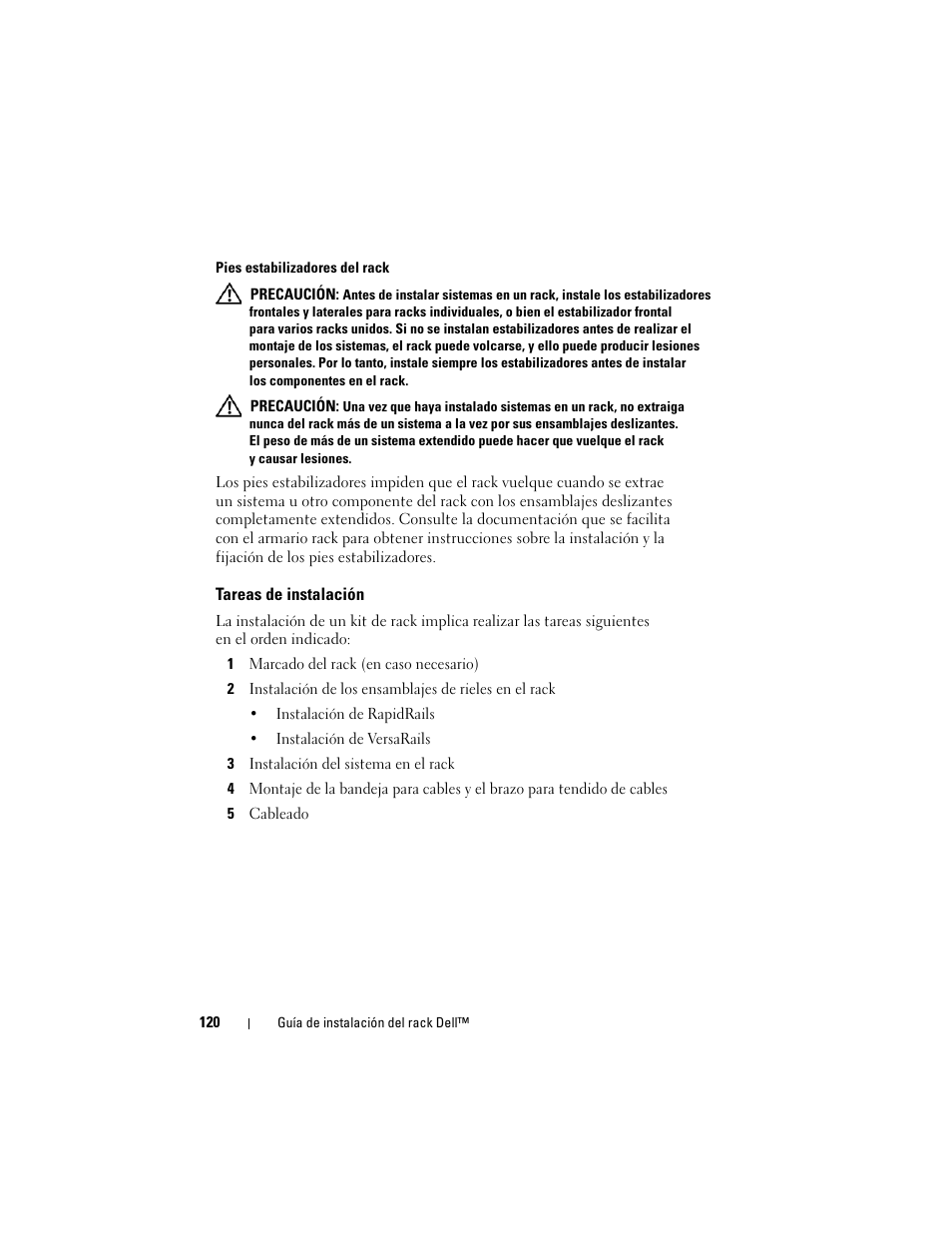 Tareas de instalación | Dell PowerEdge 6950 User Manual | Page 122 / 142