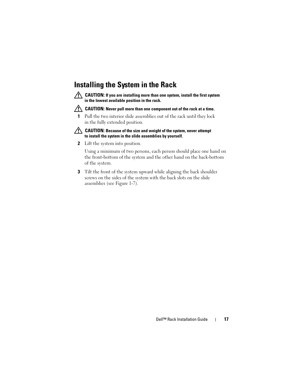 Installing the system in the rack | Dell PowerEdge 6950 User Manual | Page 19 / 142