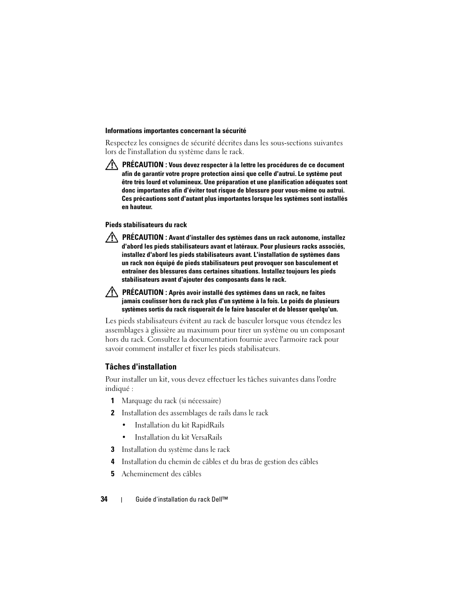Tâches d'installation | Dell PowerEdge 6950 User Manual | Page 36 / 142