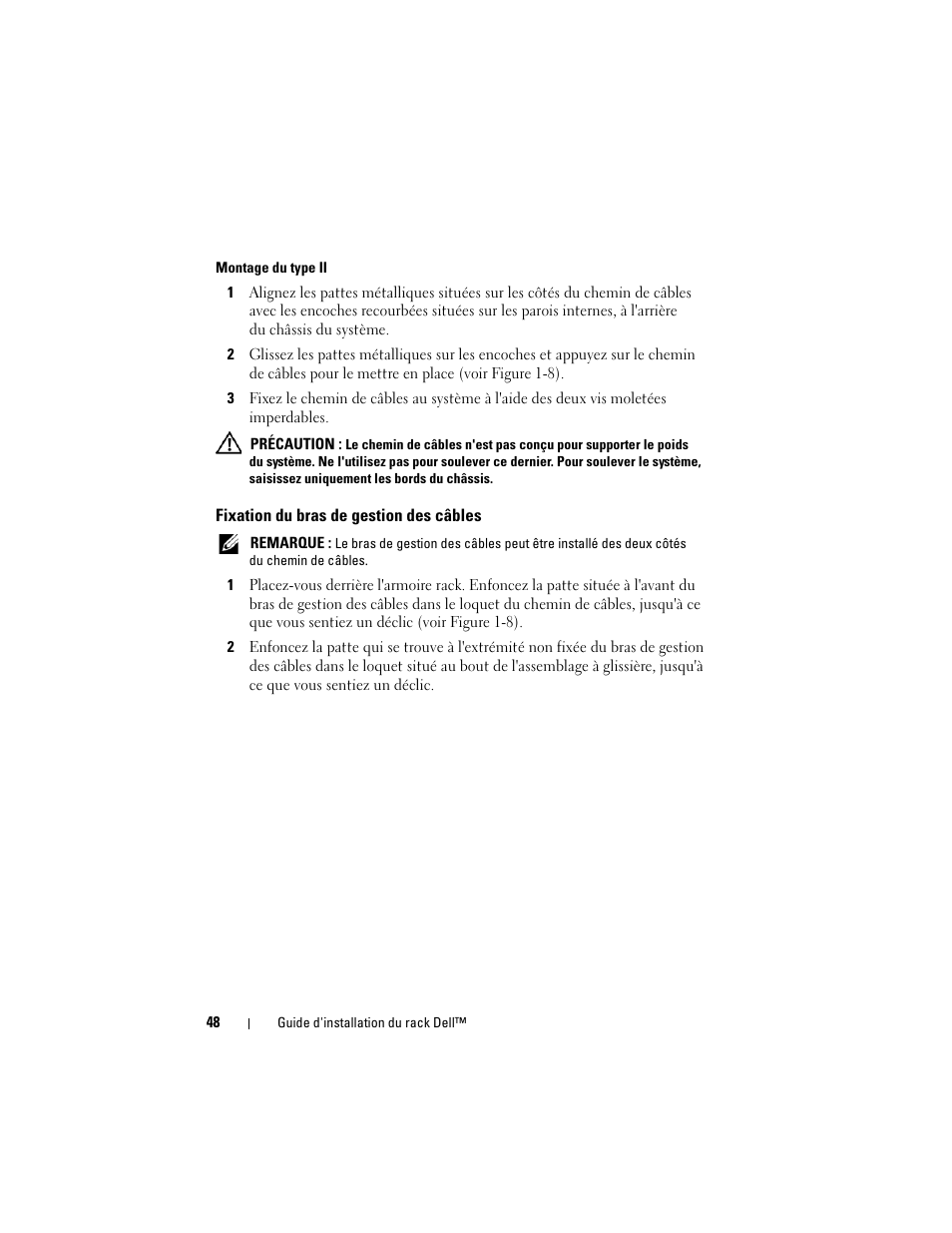 Fixation du bras de gestion des câbles | Dell PowerEdge 6950 User Manual | Page 50 / 142