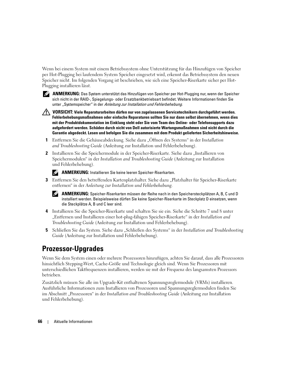 Prozessor-upgrades | Dell PowerEdge 6850 User Manual | Page 68 / 116