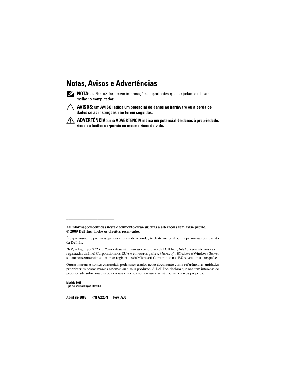 Notas, avisos e advertências | Dell PowerVault NX3000 User Manual | Page 28 / 52