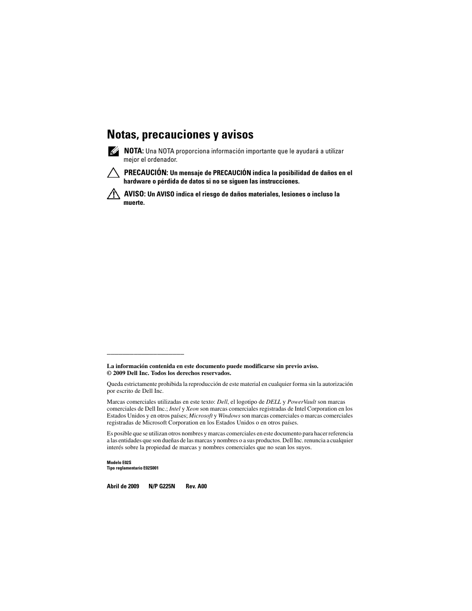 Notas, precauciones y avisos | Dell PowerVault NX3000 User Manual | Page 40 / 52