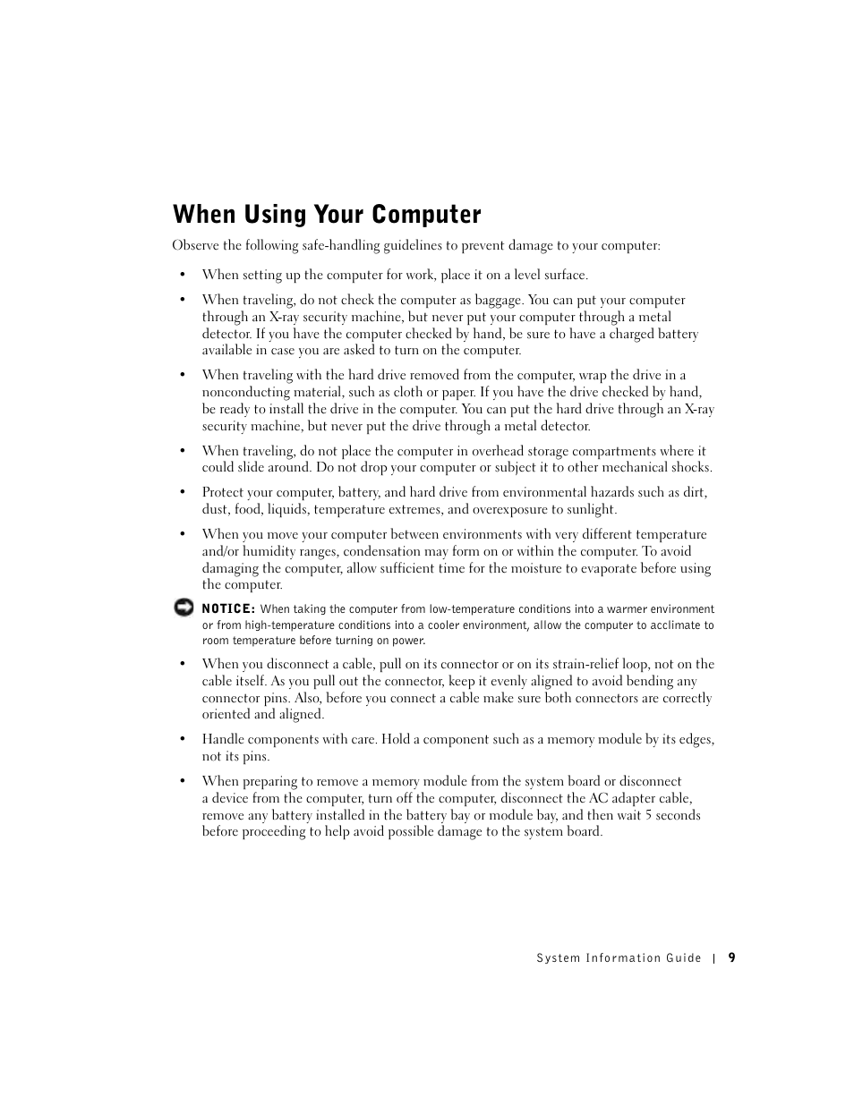 When using your computer | Dell Latitude D500 User Manual | Page 11 / 198