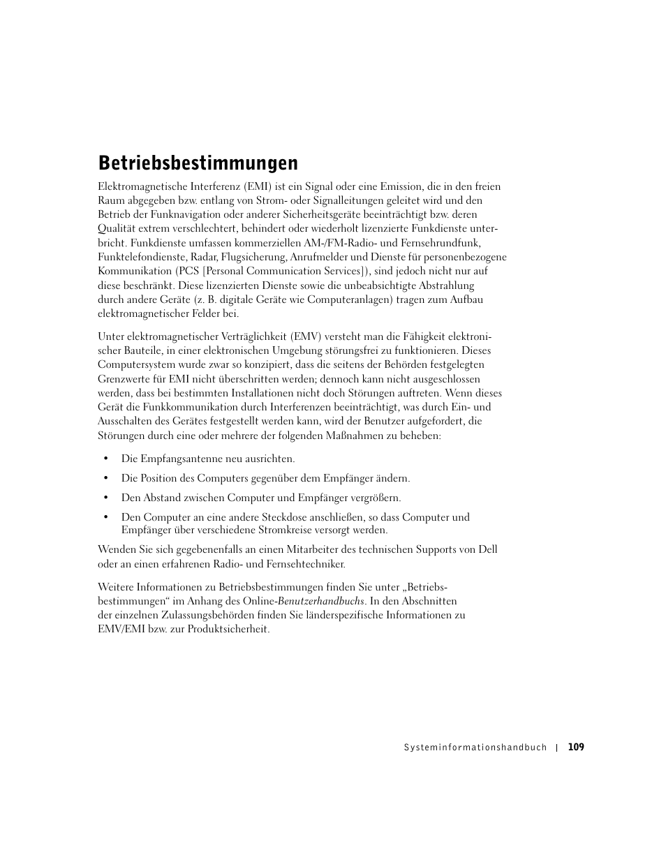 Betriebsbestimmungen | Dell Latitude D500 User Manual | Page 111 / 198