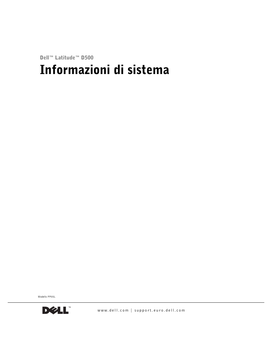 Informazioni di sistema | Dell Latitude D500 User Manual | Page 113 / 198