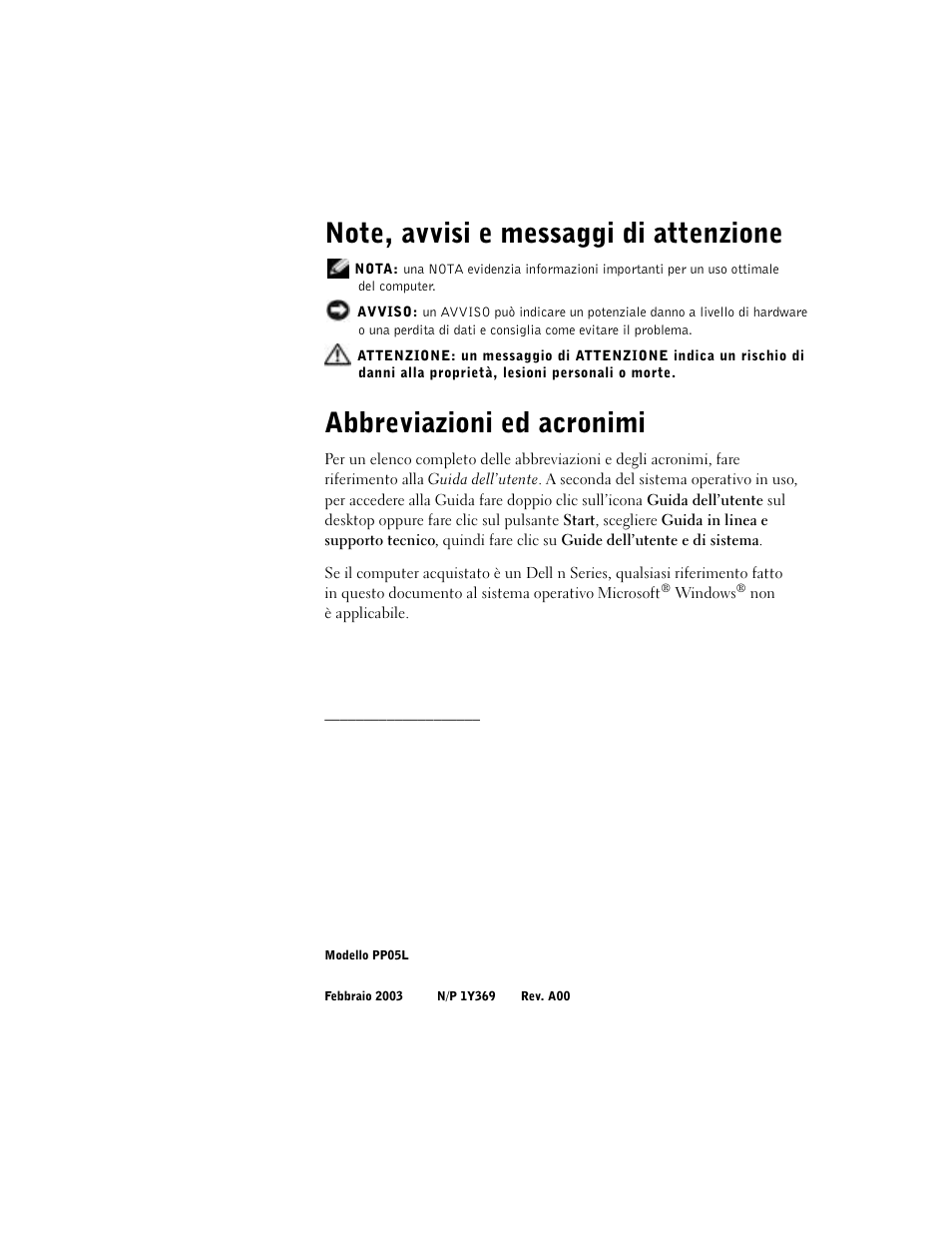 Abbreviazioni ed acronimi | Dell Latitude D500 User Manual | Page 114 / 198