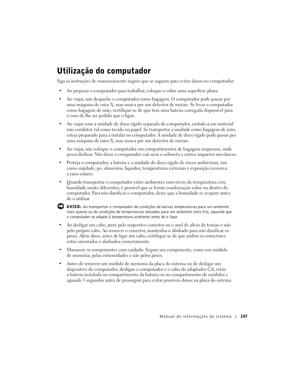 Utilização do computador | Dell Latitude D500 User Manual | Page 149 / 198