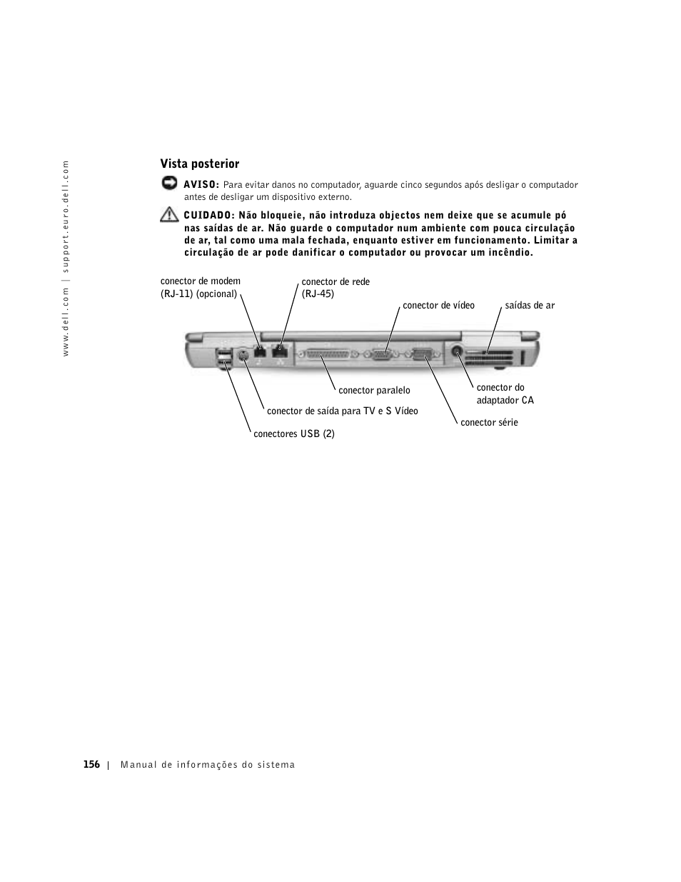 Vista posterior | Dell Latitude D500 User Manual | Page 158 / 198