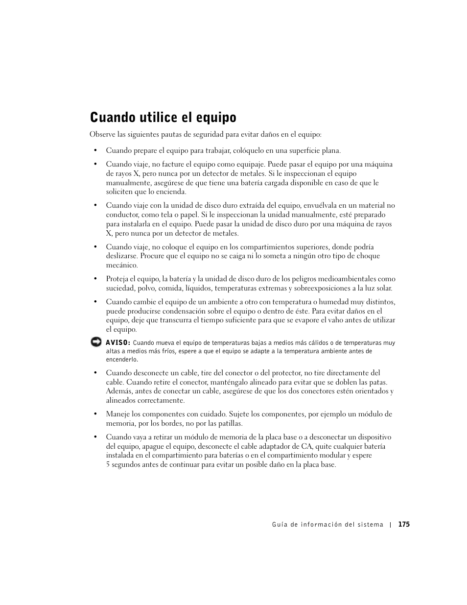 Cuando utilice el equipo | Dell Latitude D500 User Manual | Page 177 / 198