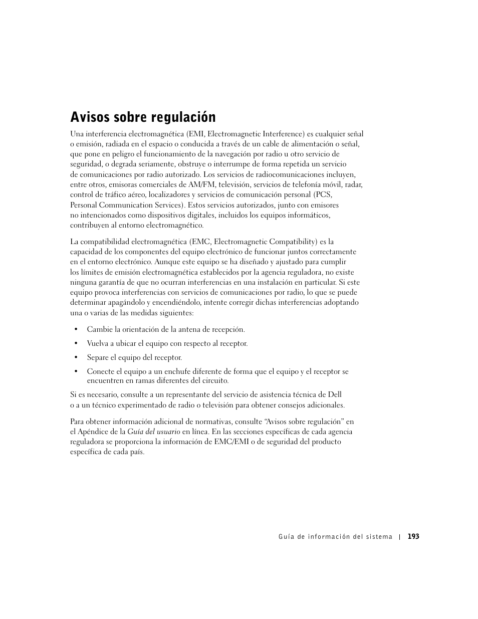 Avisos sobre regulación | Dell Latitude D500 User Manual | Page 195 / 198