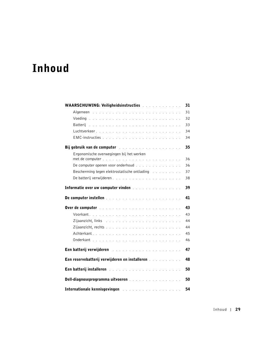 Inhoud | Dell Latitude D500 User Manual | Page 31 / 198