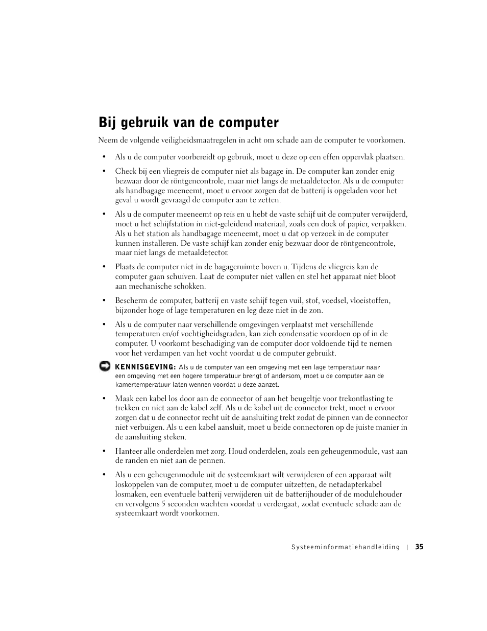 Bij gebruik van de computer | Dell Latitude D500 User Manual | Page 37 / 198