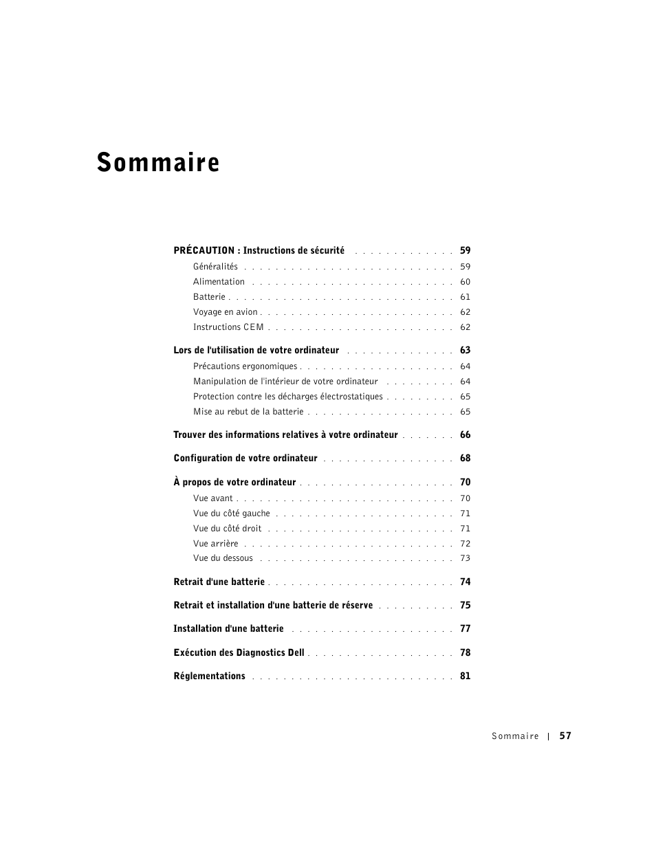 Sommaire | Dell Latitude D500 User Manual | Page 59 / 198