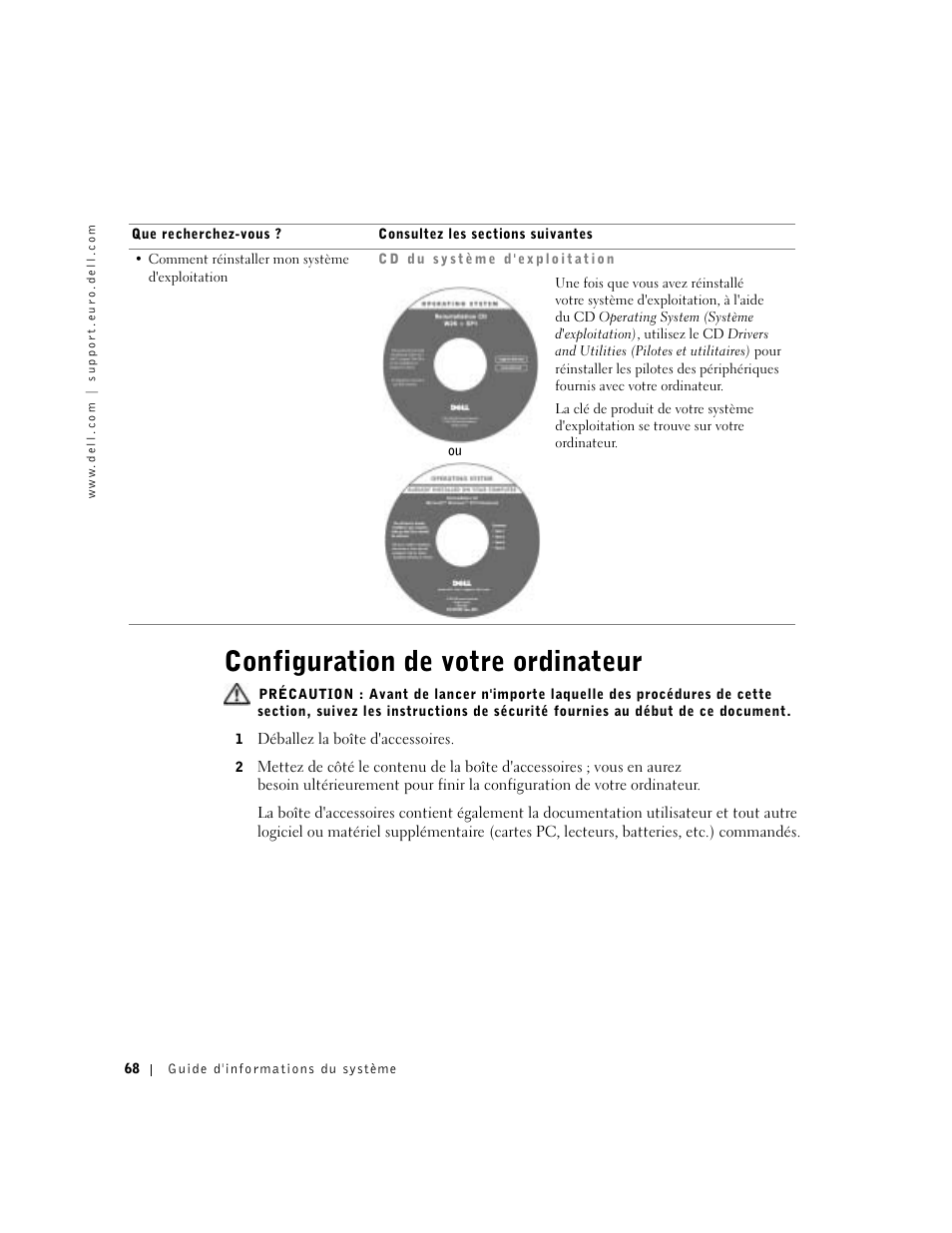 Configuration de votre ordinateur | Dell Latitude D500 User Manual | Page 70 / 198