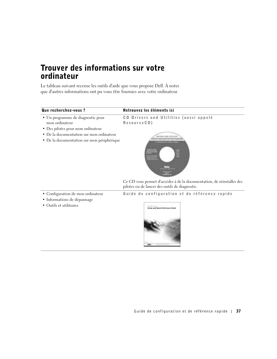 Trouver des informations sur votre ordinateur | Dell Precision 350 User Manual | Page 37 / 136