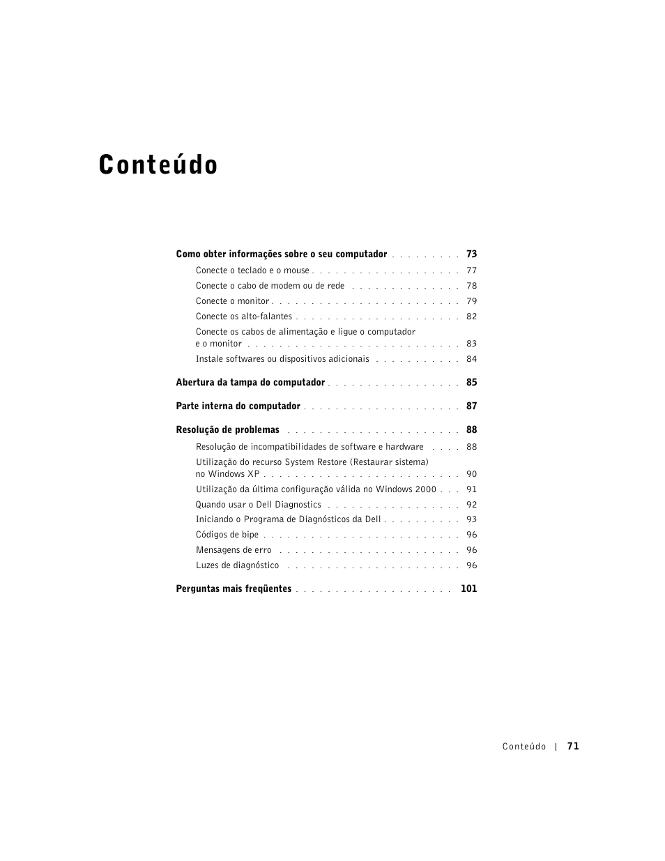 Conteúdo | Dell Precision 350 User Manual | Page 71 / 136