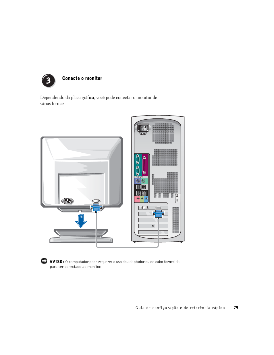 Conecte o monitor | Dell Precision 350 User Manual | Page 79 / 136