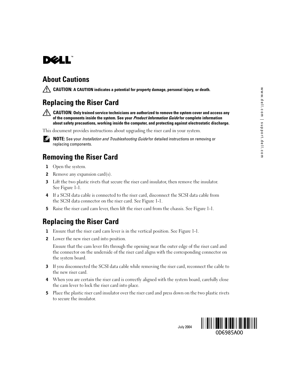 Dell PowerEdge 1850 User Manual | 14 pages