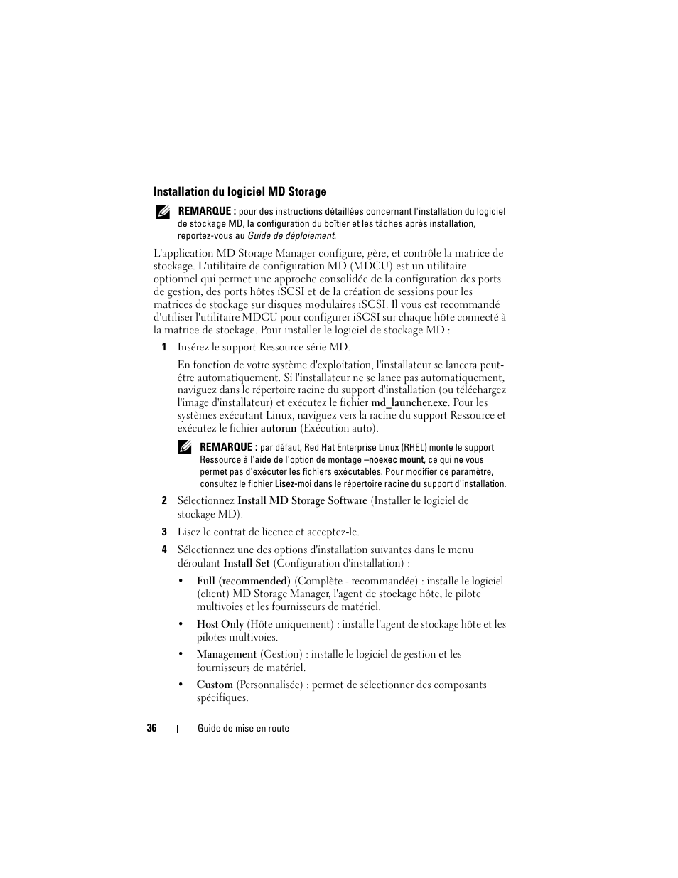 Installation du logiciel md storage | Dell POWERVAULT MD3620I User Manual | Page 38 / 94
