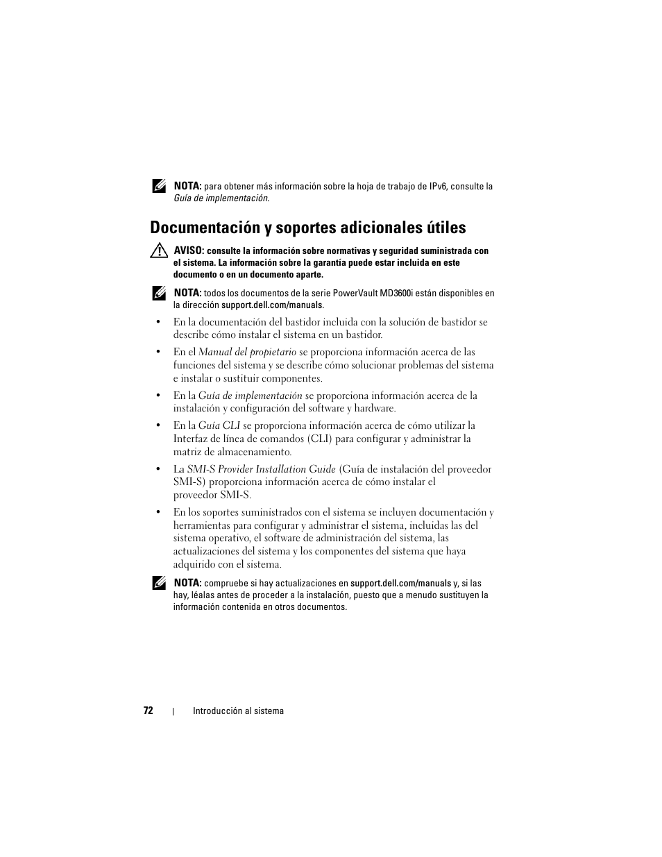 Documentación y soportes adicionales útiles | Dell POWERVAULT MD3620I User Manual | Page 74 / 94