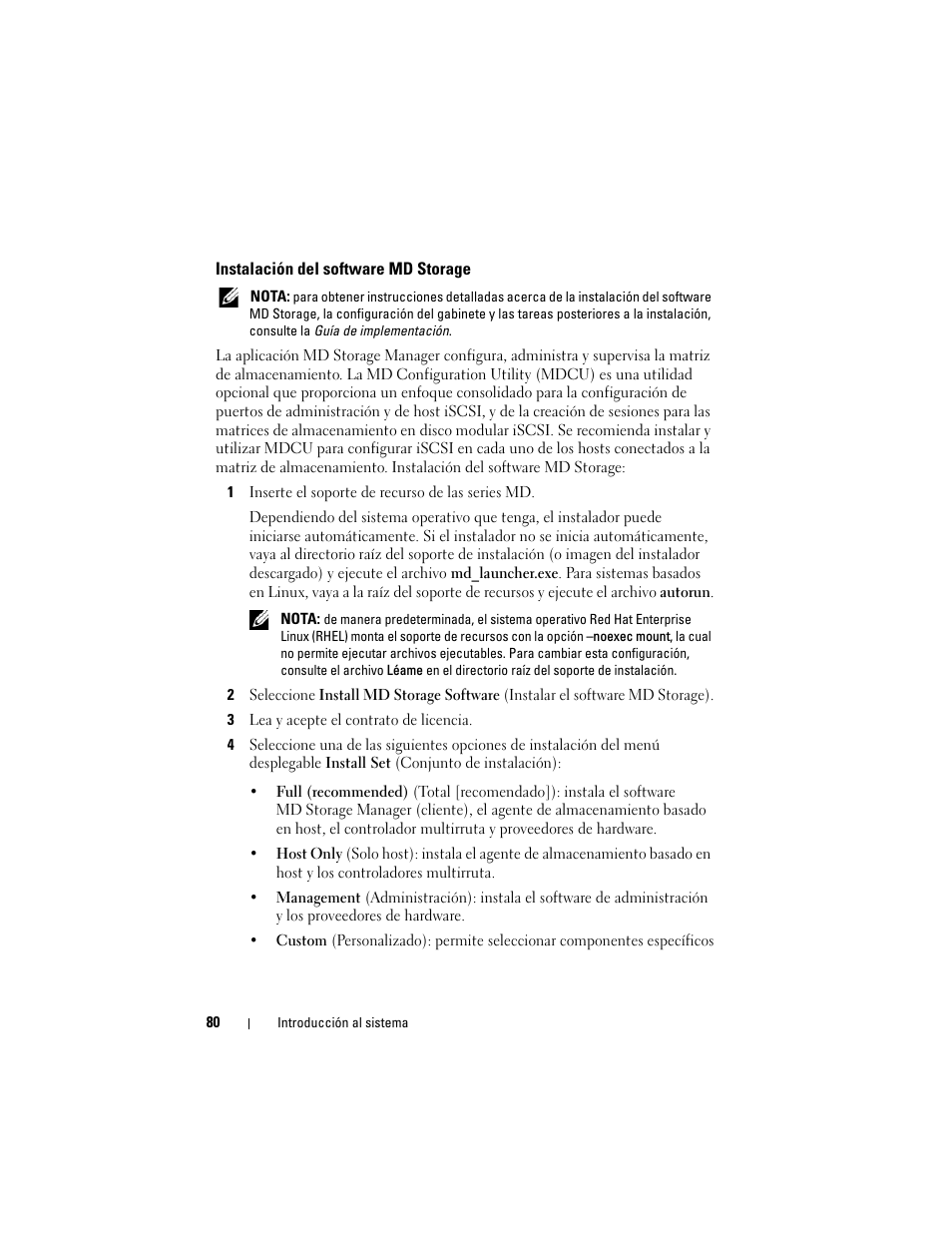 Instalación del software md storage | Dell POWERVAULT MD3620I User Manual | Page 82 / 94