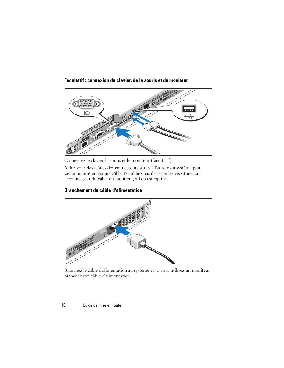 Branchement du câble d'alimentation | Dell PowerEdge R210 II User Manual | Page 18 / 52
