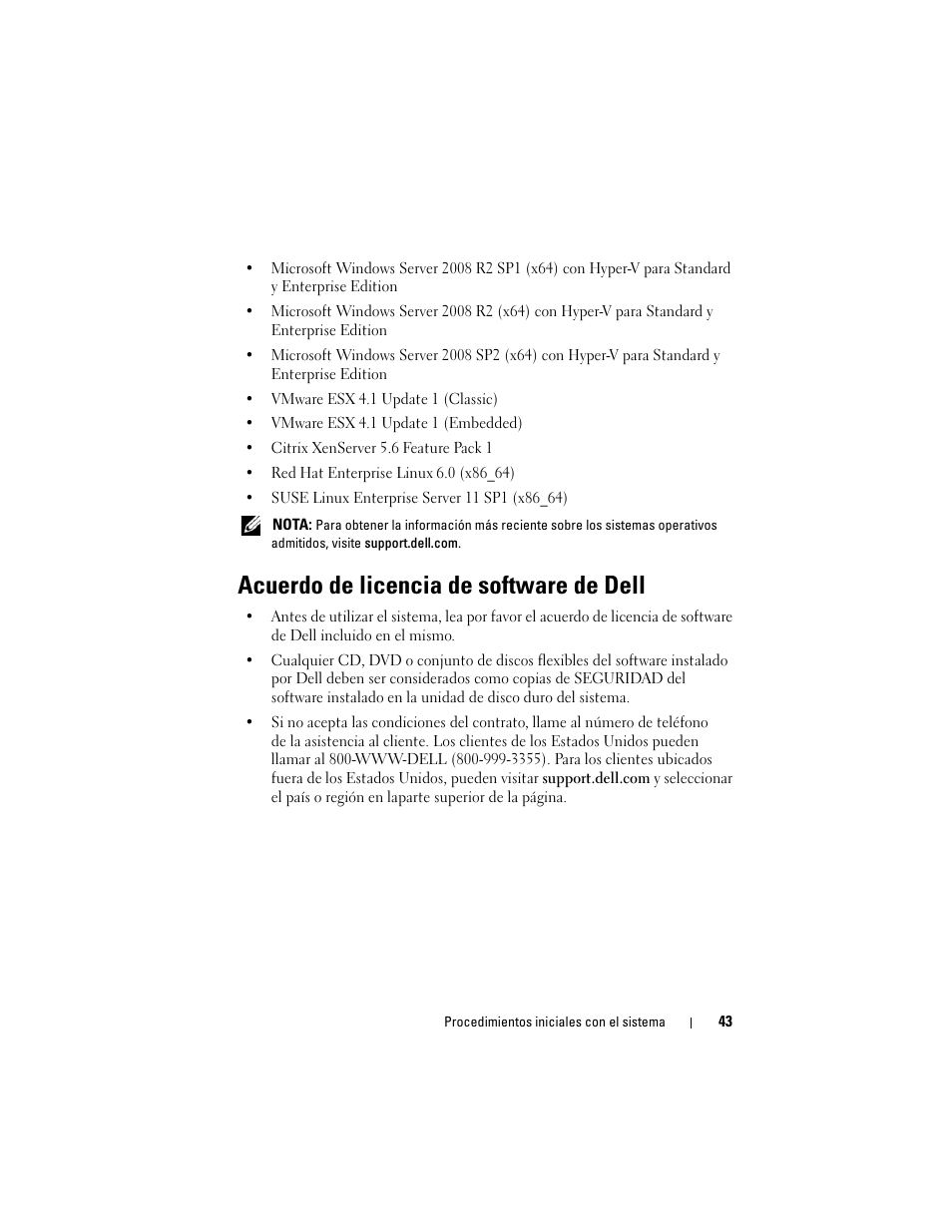 Acuerdo de licencia de software de dell | Dell PowerEdge R210 II User Manual | Page 45 / 52