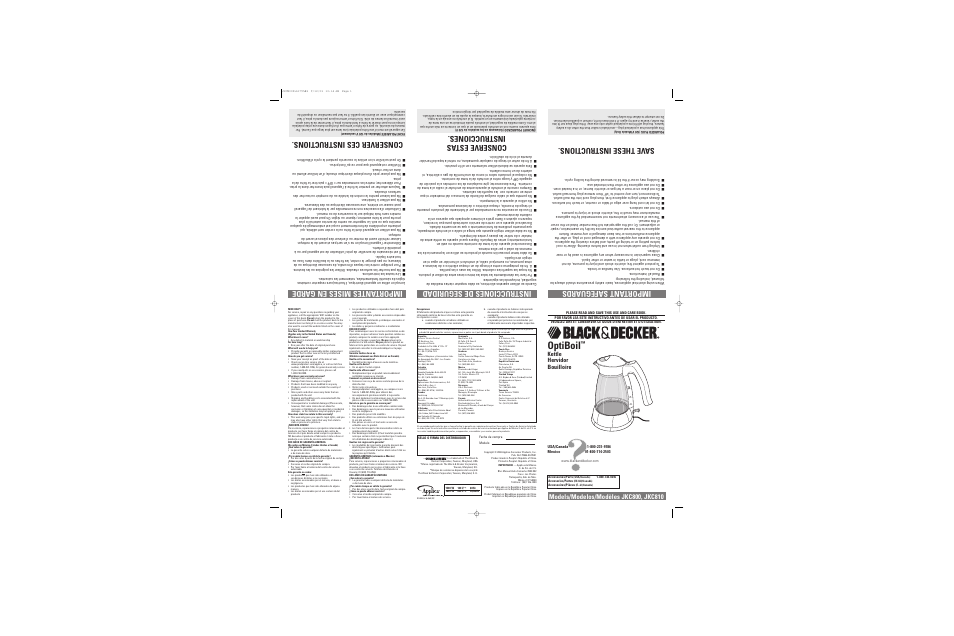 Black & Decker JKC810 User Manual | 2 pages