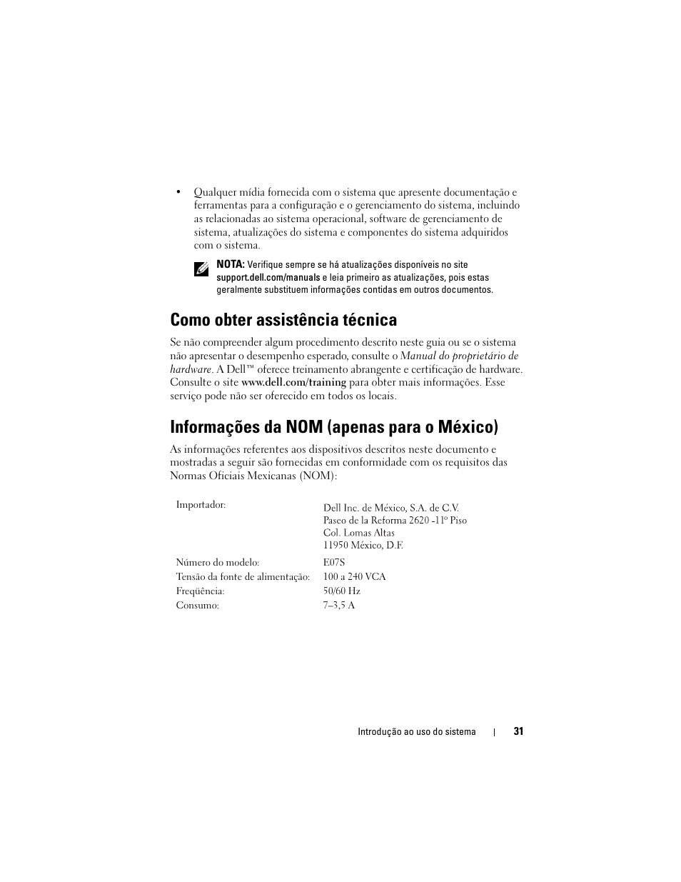 Como obter assistência técnica, Informações da nom (apenas para o méxico) | Dell PowerVault NX300 User Manual | Page 33 / 54